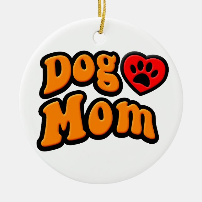 Groovy Dog Mum Drawing Ceramic Ornament (Front)