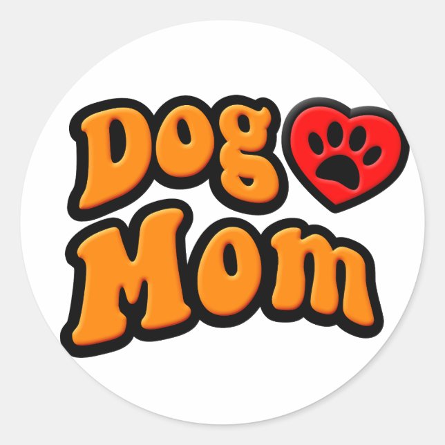 Groovy Dog Mum Drawing Classic Round Sticker (Front)