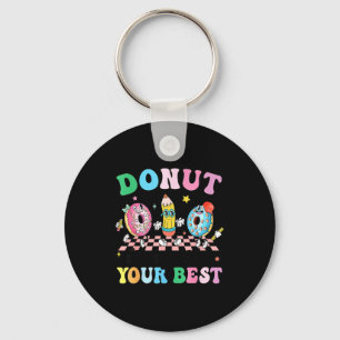Groovy donut stress do your test day teachers kids key ring