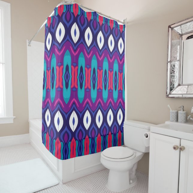 Groovy Drops and Diamonds Shower Curtain (In Situ)