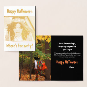 Groovy Dude Halloween Gold Foil Greeting Card