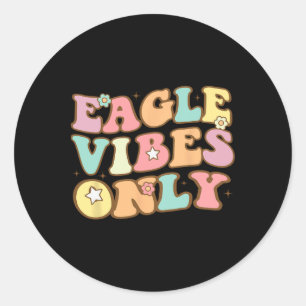 Groovy Eagle School Sports Fan Team Spirit Footbal Classic Round Sticker