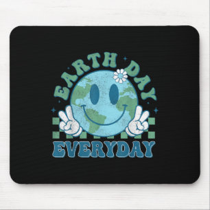 Groovy Earth Day 2025 Everyday Smile Face Save The Mouse Pad