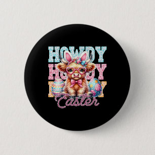 Groovy Easter Day Cow Western Cowboy Howdy Easter 6 Cm Round Badge