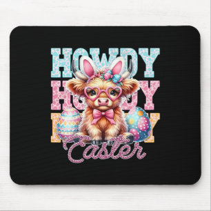 Groovy Easter Day Cow Western Cowboy Howdy Easter Mouse Pad