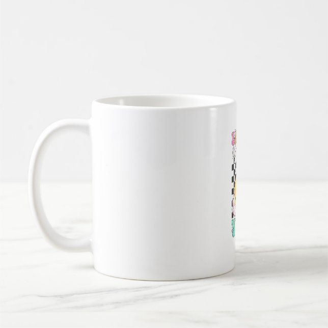 Groovy Easter Vibes Bunny Easter Day Smile Face Gi Coffee Mug (Left)