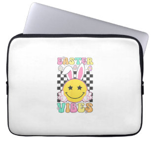 Groovy Easter Vibes Bunny Easter Day Smile Face Gi Laptop Sleeve