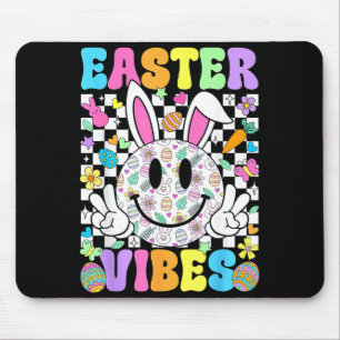 Groovy Easter Vibes Bunny Easter Day Smile Face Gi Mouse Pad