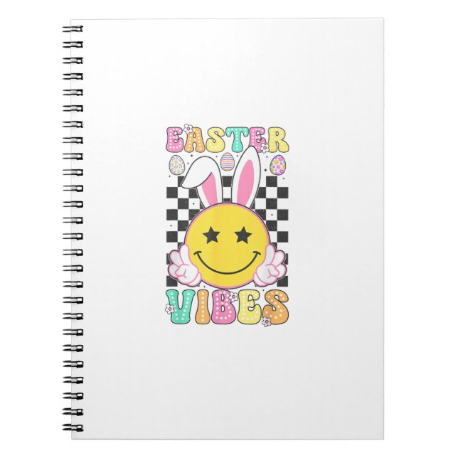 Groovy Easter Vibes Bunny Easter Day Smile Face Gi Notebook (Front)