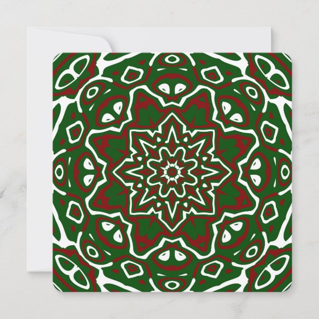 Groovy Eclectic Ornate Christmas Mandala Pattern Invitation (Front)