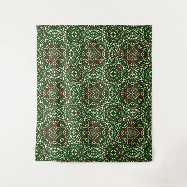 Groovy Eclectic Ornate Christmas Mandala Pattern Tapestry (Front)