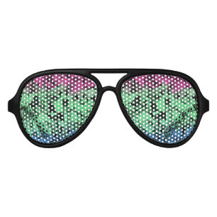 Groovy Eclectic Retro Trippy Polysexual Pride Flag Aviator Sunglasses
