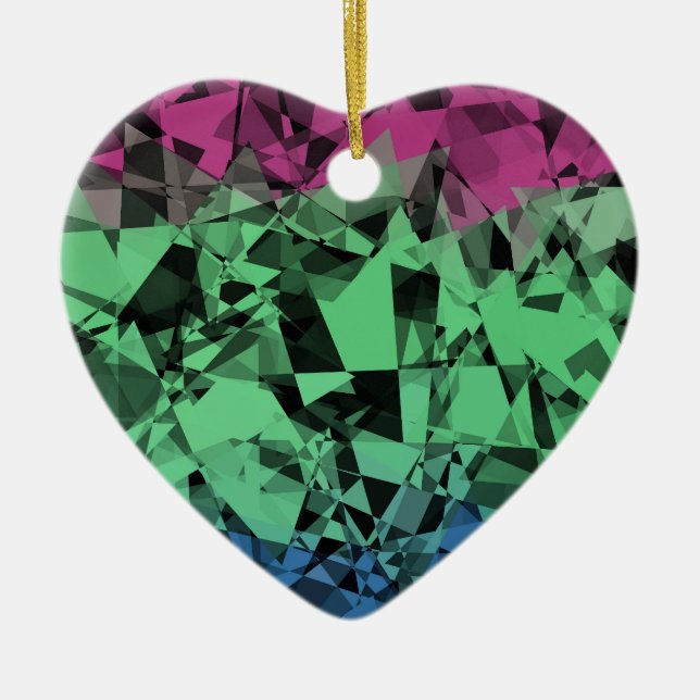 Groovy Eclectic Retro Trippy Polysexual Pride Flag Ceramic Ornament (Front)