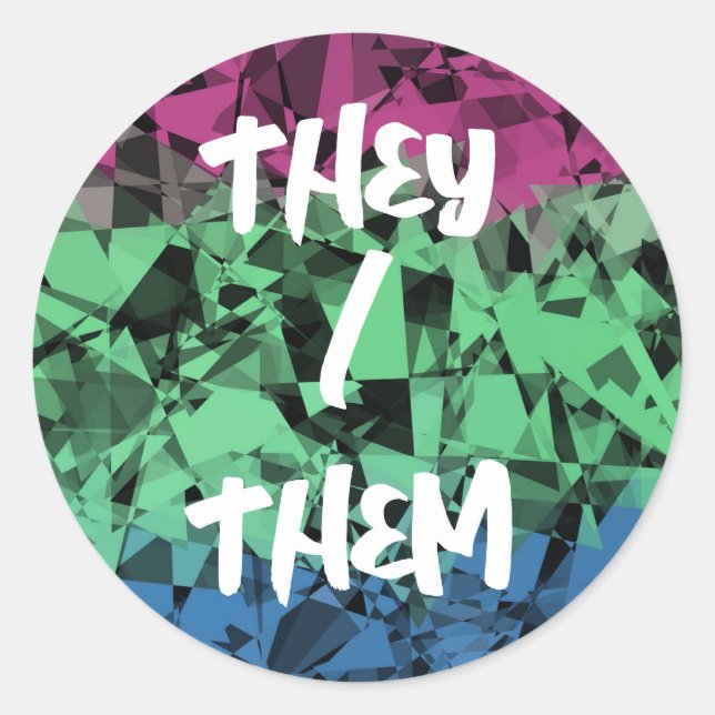 Groovy Eclectic Retro Trippy Polysexual Pride Flag Classic Round Sticker (Front)