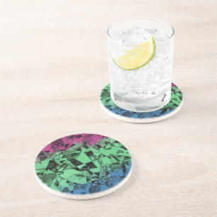 Groovy Eclectic Retro Trippy Polysexual Pride Flag Coaster