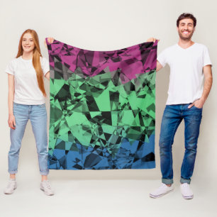 Groovy Eclectic Retro Trippy Polysexual Pride Flag Fleece Blanket