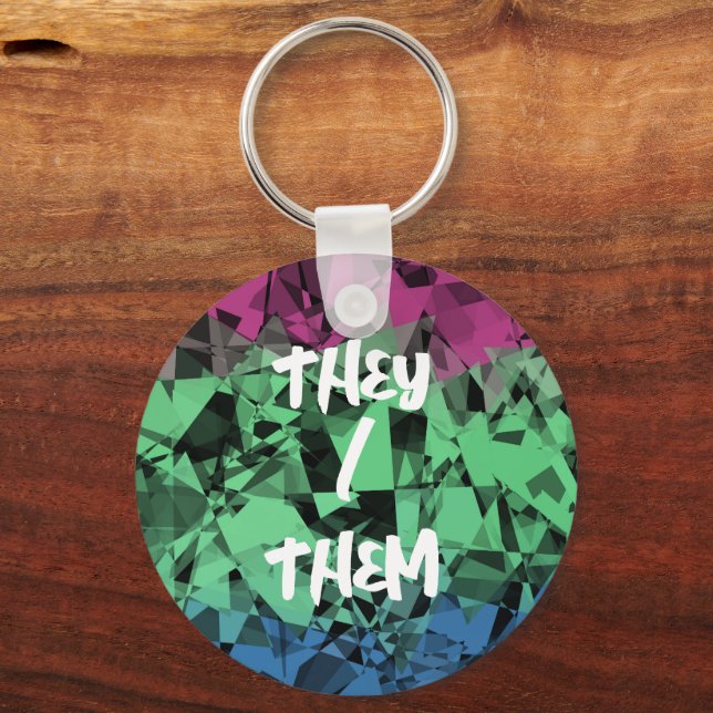 Groovy Eclectic Retro Trippy Polysexual Pride Flag Key Ring (Front)
