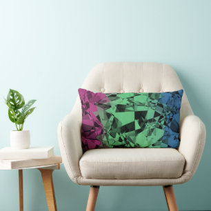 Groovy Eclectic Retro Trippy Polysexual Pride Flag Lumbar Cushion