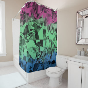 Groovy Eclectic Retro Trippy Polysexual Pride Flag Shower Curtain
