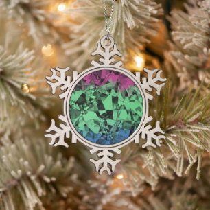 Groovy Eclectic Retro Trippy Polysexual Pride Flag Snowflake Pewter Christmas Ornament