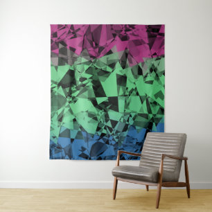 Groovy Eclectic Retro Trippy Polysexual Pride Flag Tapestry
