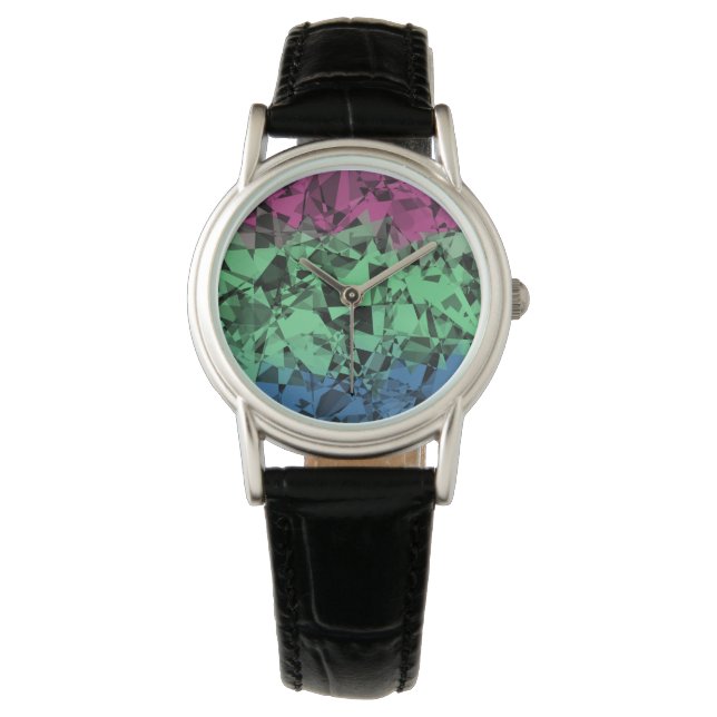 Groovy Eclectic Retro Trippy Polysexual Pride Flag Watch (Front)