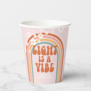 Groovy Eight is a vibe daisy rainbow 8th birthday Paper Cups