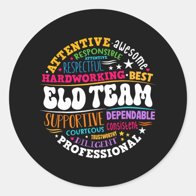 Groovy Eld Team Crew English Language Development  Classic Round Sticker (Front)