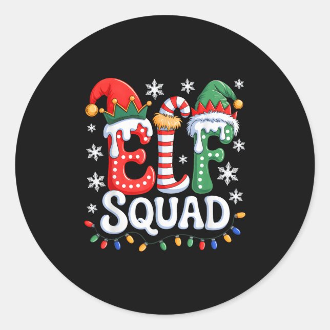 Groovy Elf Squad Elf Family Christmas Matching Paj Classic Round Sticker (Front)