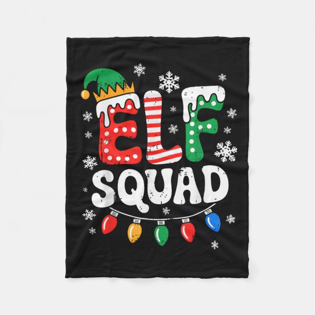 Groovy Elf Squad Elf Family Christmas Matching Paj Fleece Blanket (Front)