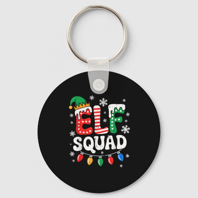 Groovy Elf Squad Elf Family Christmas Matching Paj Key Ring (Front)