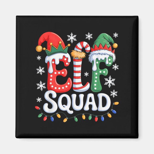 Groovy Elf Squad Elf Family Christmas Matching Paj Magnet (Front)