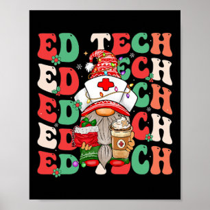 Groovy Emergency Room Nurse Christmas Gnome Ed Tec Poster