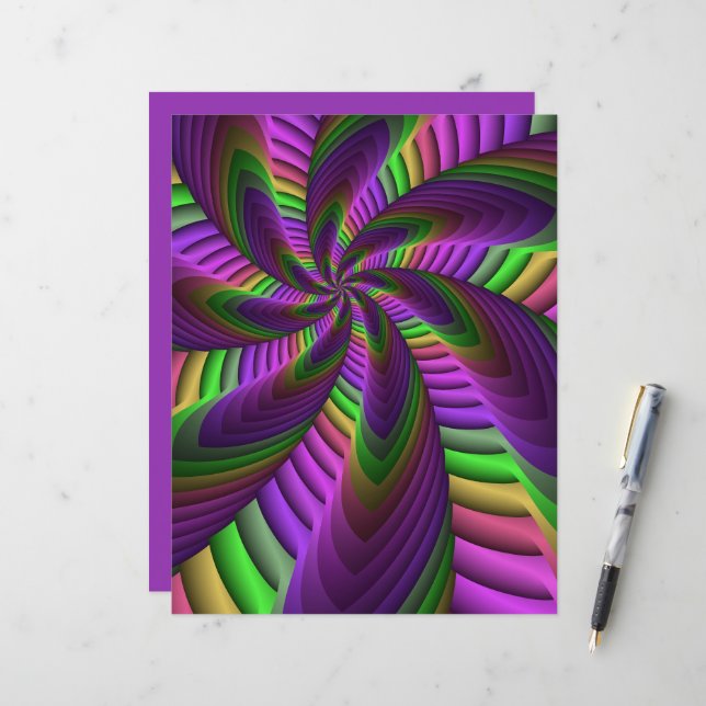 Groovy Energetic Colourful Neon Fractal Pattern (Front/Back In Situ)