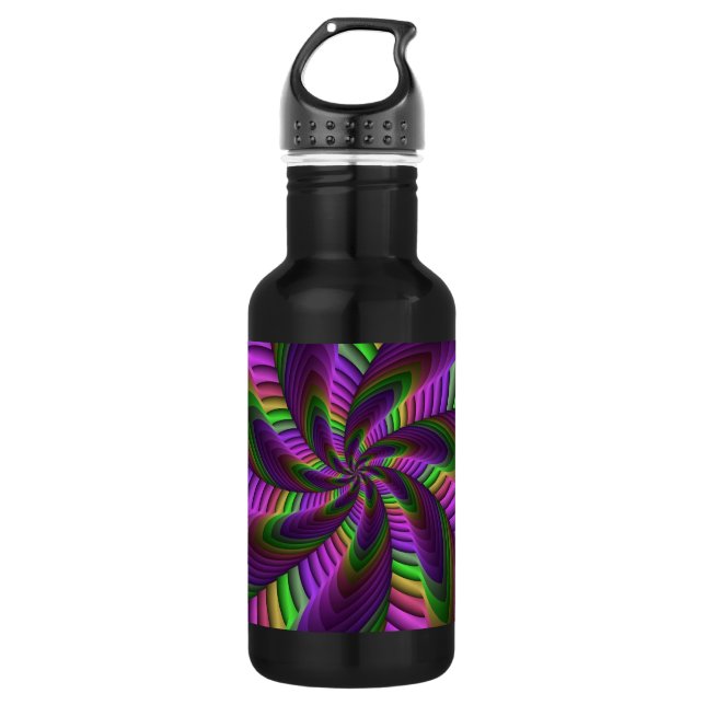 Groovy Energetic Colourful Neon Fractal Pattern 532 Ml Water Bottle (Front)