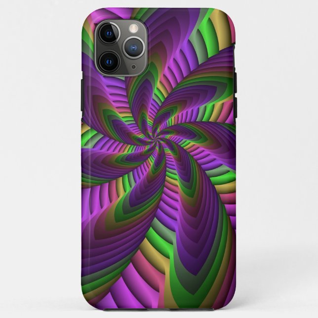 Groovy Energetic Colourful Neon Fractal Pattern Case-Mate iPhone Case (Back)