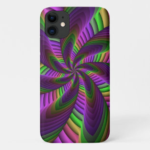 Groovy Energetic Colourful Neon Fractal Pattern iPhone 11 Case