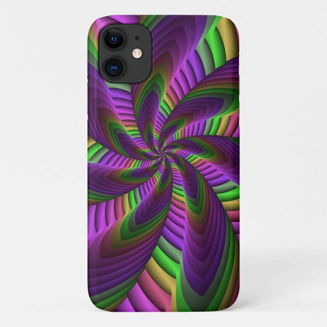 Groovy Energetic Colourful Neon Fractal Pattern Case-Mate iPhone Case (Back)