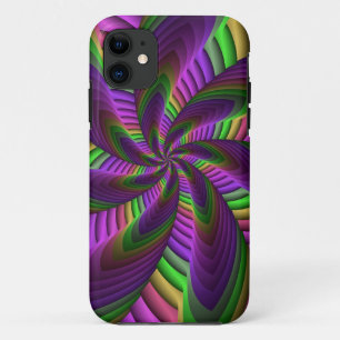 Groovy Energetic Colourful Neon Fractal Pattern iPhone 11 Case