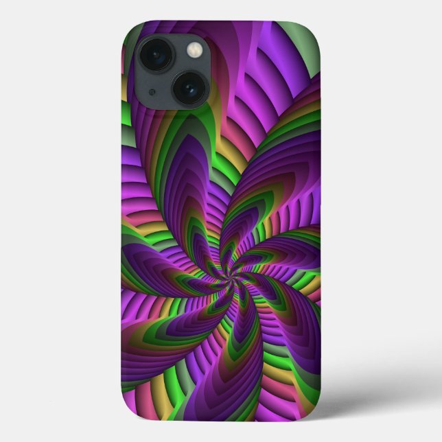 Groovy Energetic Colourful Neon Fractal Pattern Case-Mate iPhone Case (Back)