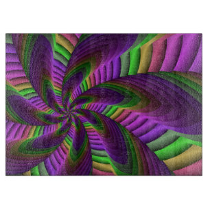 Groovy Energetic Colourful Neon Fractal Pattern Cutting Board