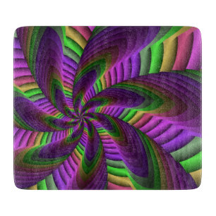Groovy Energetic Colourful Neon Fractal Pattern Cutting Board