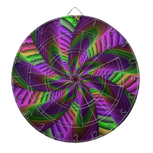 Groovy Energetic Colourful Neon Fractal Pattern Dartboard