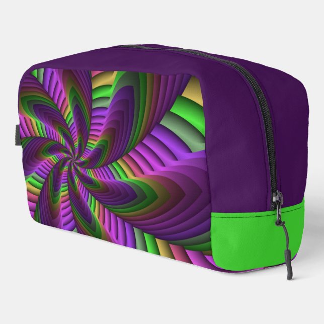 Groovy Energetic Colourful Neon Fractal Pattern Dopp Kit (Right Corner)