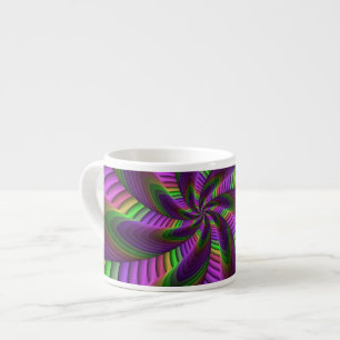 Groovy Energetic Colourful Neon Fractal Pattern Espresso Cup