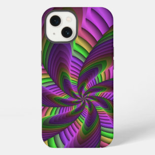 Groovy Energetic Colourful Neon Fractal Pattern iPhone Case
