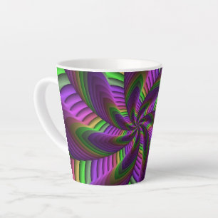 Groovy Energetic Colourful Neon Fractal Pattern Latte Mug