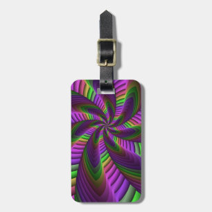 Groovy Energetic Colourful Neon Fractal Pattern Luggage Tag
