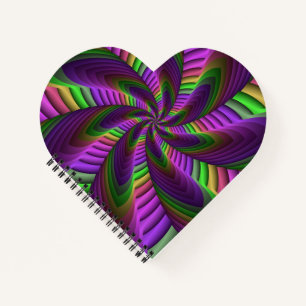 Groovy Energetic Colourful Neon Fractal Pattern Notebook