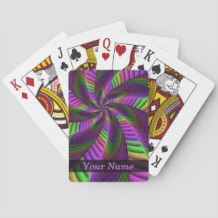 Groovy Energetic Neon Colours Fractal Pattern Name Playing Cards